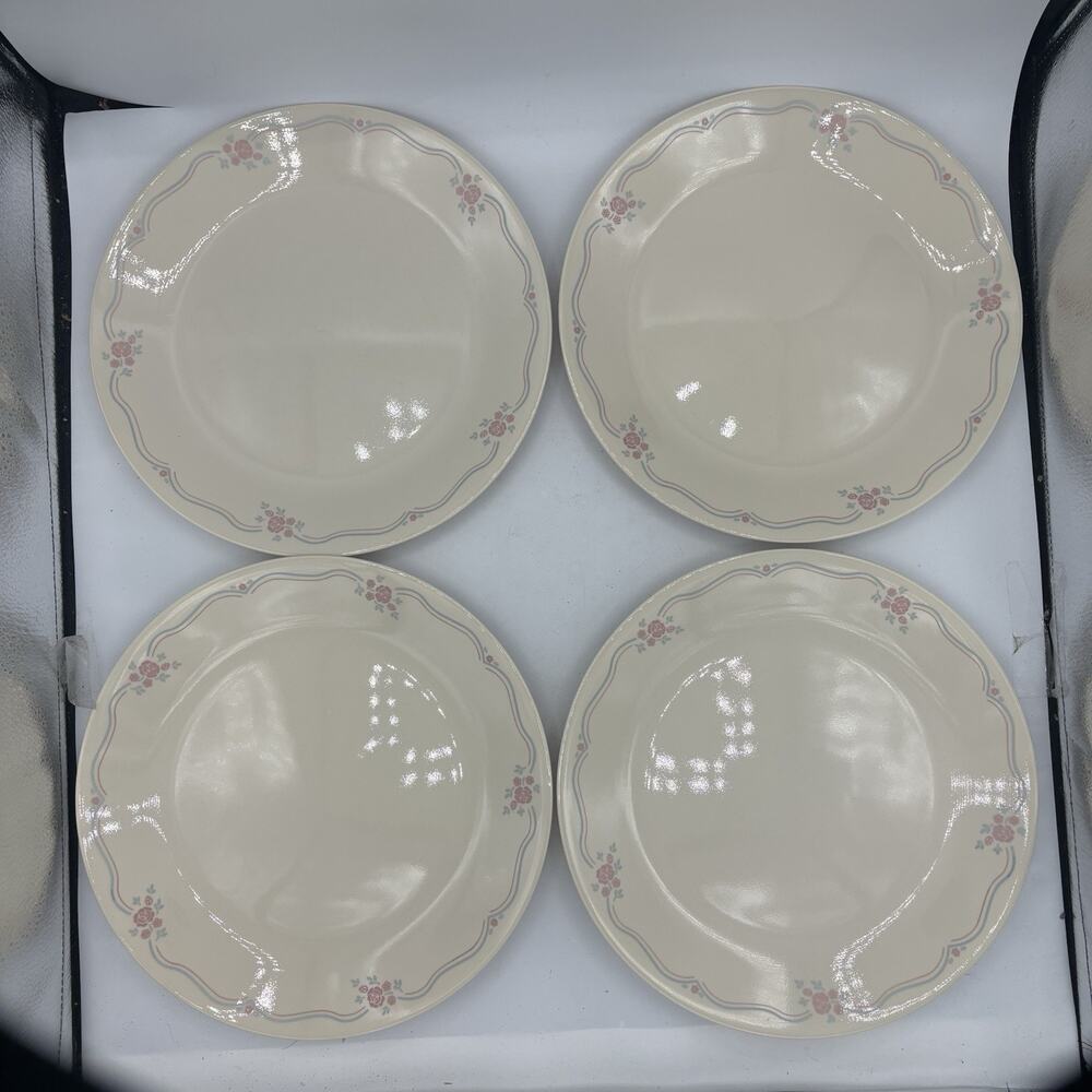 Corelle English Breakfast Dinner Plates 10.25"‎ Flowers Corning Set of 4